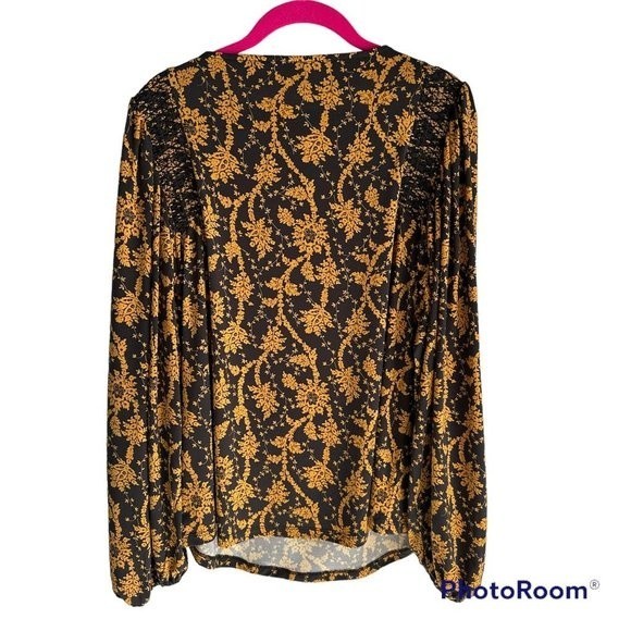 ANN TAYLOR Peppercorn Floral Lydia Boatneck Puff Sleeve Ladies Career Top, M - Picture 3 of 7